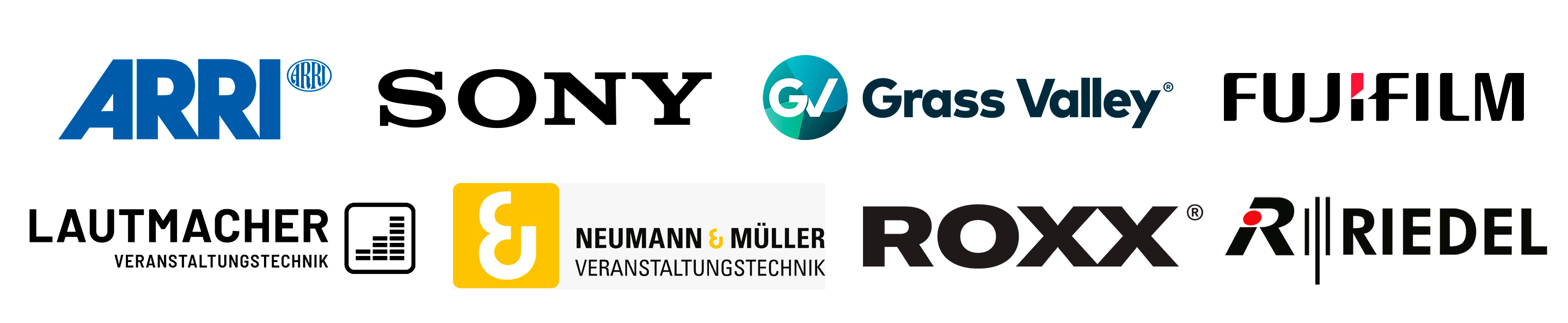 ARRI, Sony, Grass Valley, Fujifilm, Lautmacher Veranstaltungstechnik, Neumann & Müller Veranstaltungstechnik, ROXX, Riedel